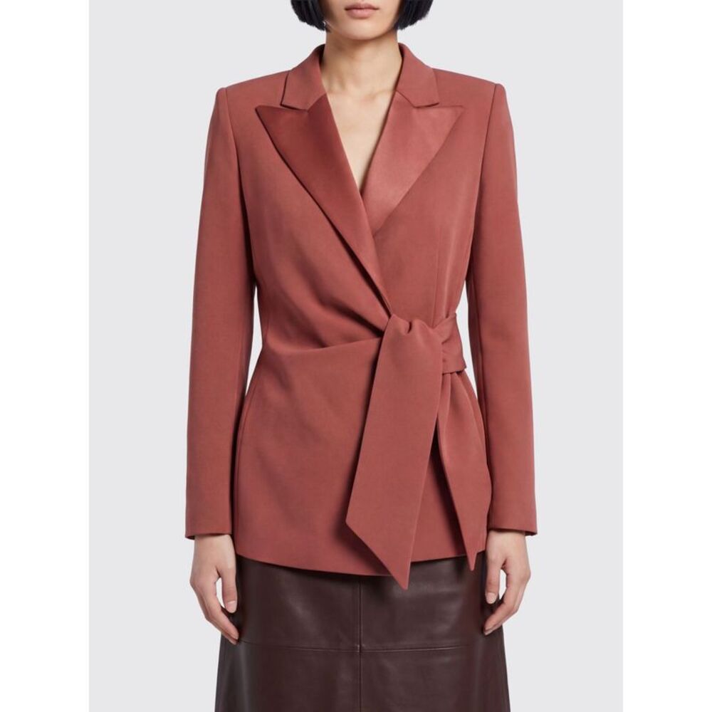 Max Mara Women Max Mara Cropped Cady Wrap Jacket With Peak Lapels And Belt